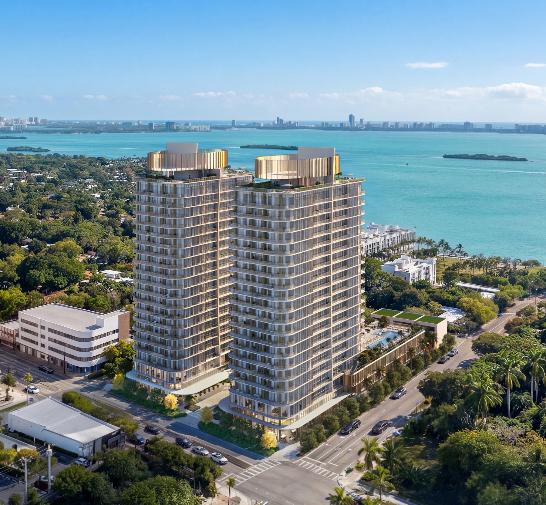 Aerial — The Towers in Context